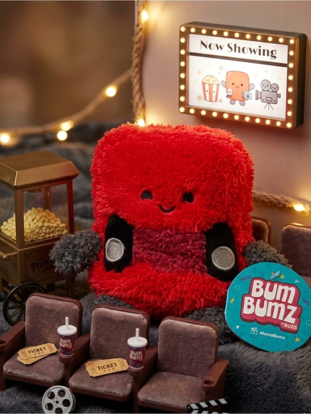 🎥 So cute Colin the 4.5 inch Movie Bum Bumz Plush Red Fuzzy 🍿